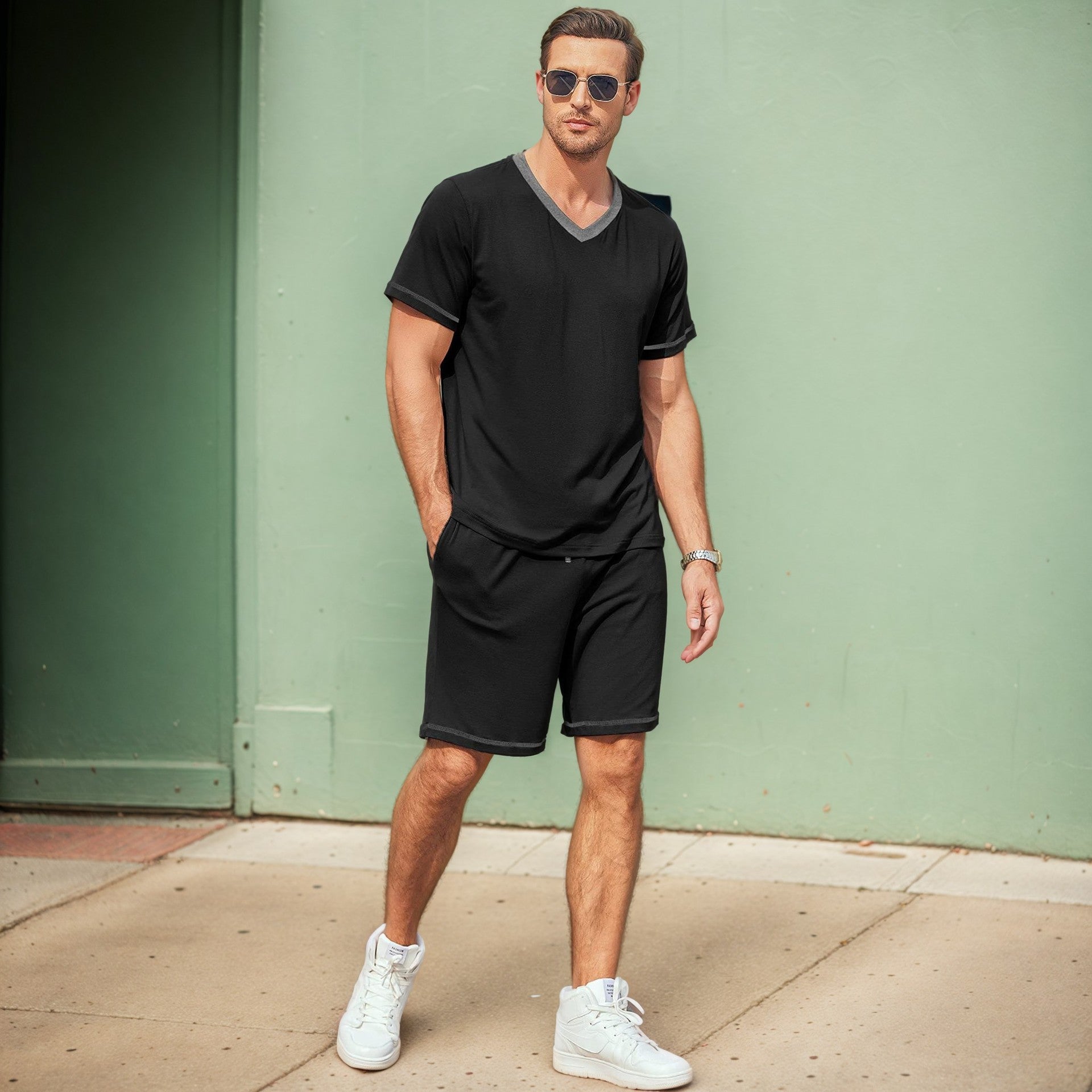Milo Men's Casual Leisure Set | Breathable Fabric, Modern V-Neck 3