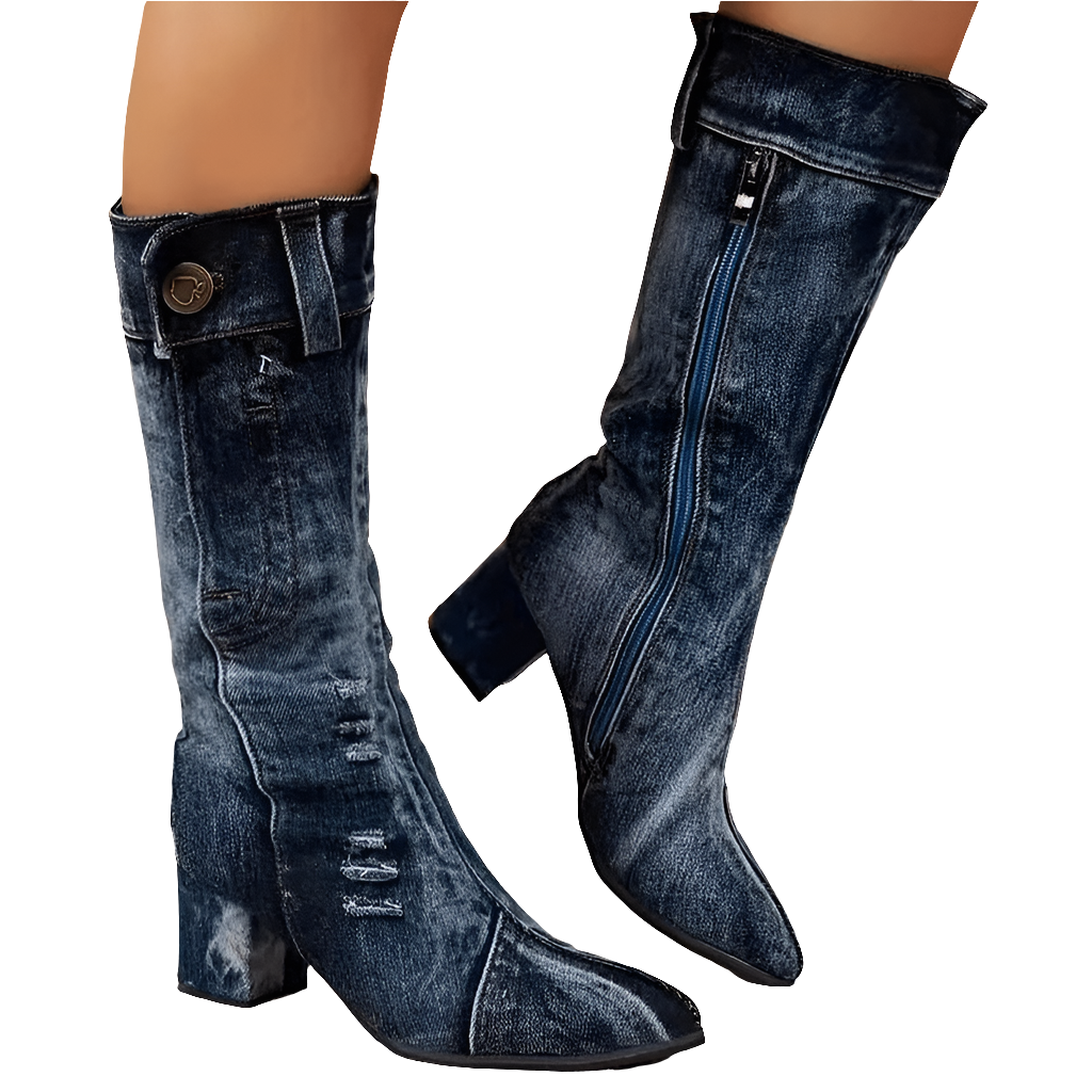 Molly Women's Cowboy Boots | Denim Blue, Mid-height 1
