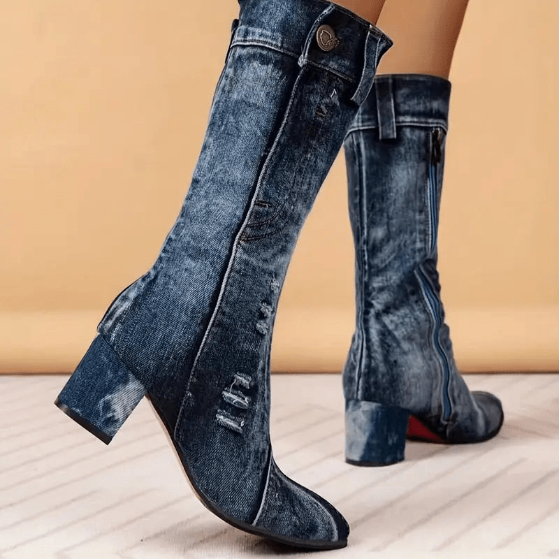 Molly Women's Cowboy Boots | Denim Blue, Mid-height 2