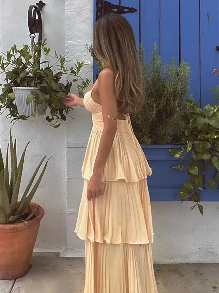 Multi-layer maxi sundress backless for summer and spring | Mychelle 1