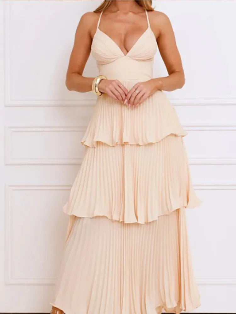 Multi-layer maxi sundress backless for summer and spring | Mychelle 2