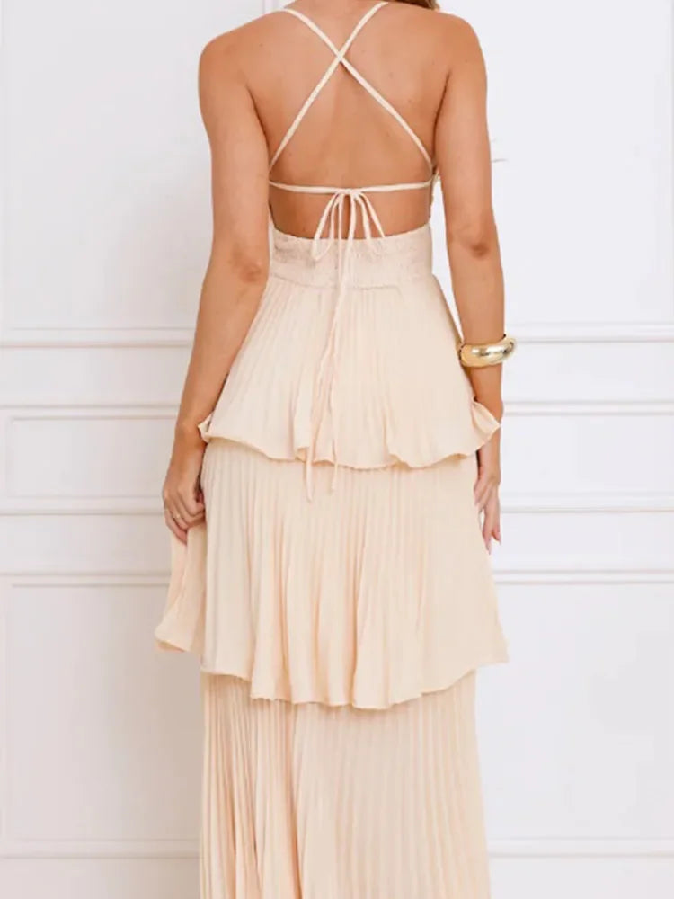 Multi-layer maxi sundress backless for summer and spring | Mychelle 3