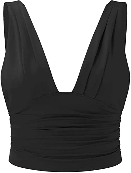 NAÉRA | Sleeveless low-cut top with pleated waist 4