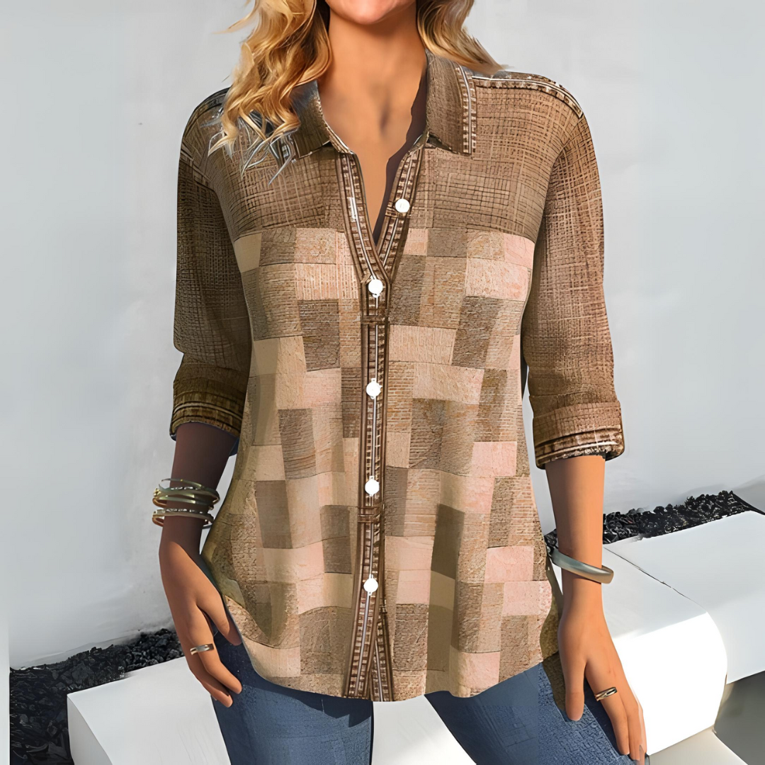 NAIMA | Chic Button-Up Blouse with Texture and Airy Fit 0