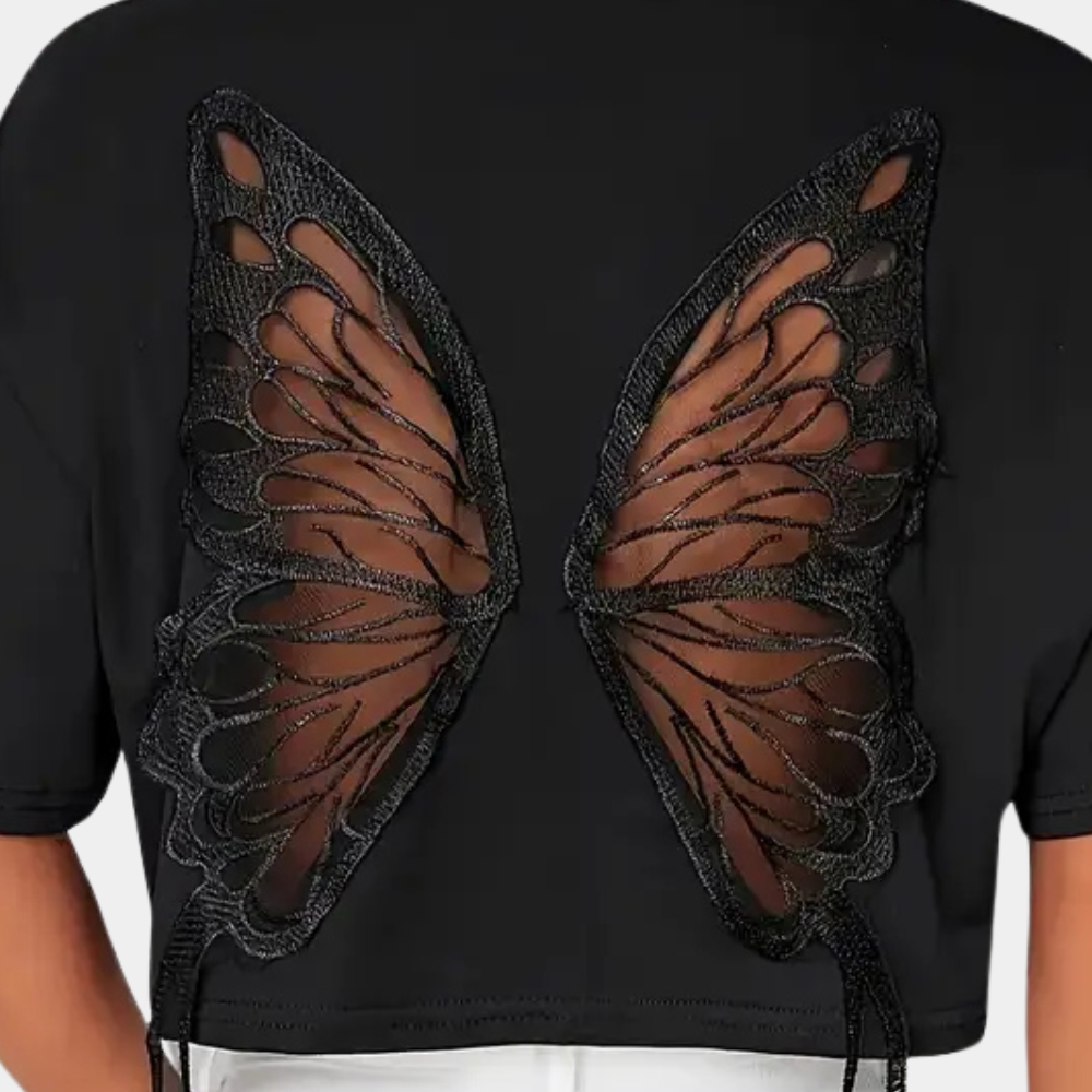 NAYLA | Cropped T-Shirt with Butterfly Print 2