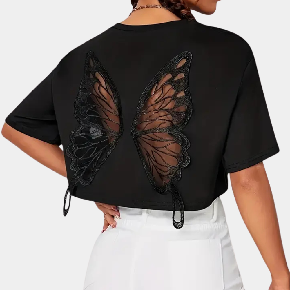 NAYLA | Cropped T-Shirt with Butterfly Print 3