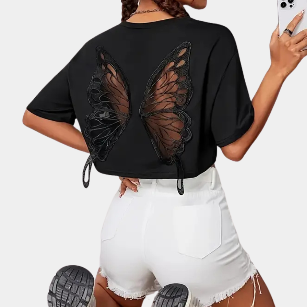 NAYLA | Cropped T-Shirt with Butterfly Print 4