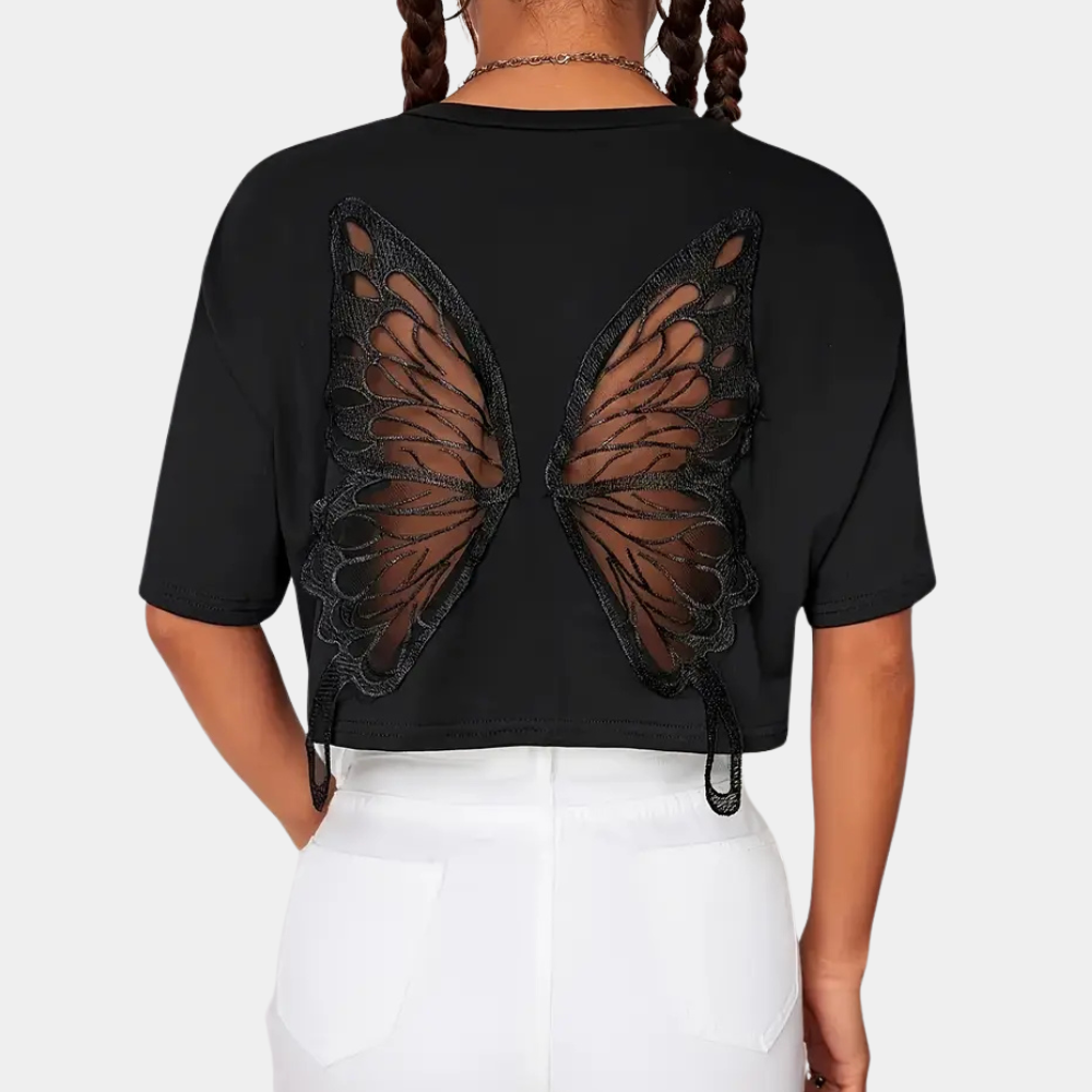 NAYLA | Cropped T-Shirt with Butterfly Print 5