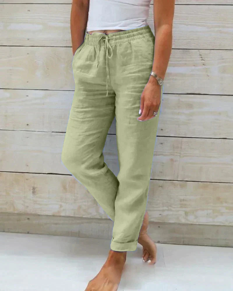 NOÉVA | summer trousers with elastic waist and straight legs 0