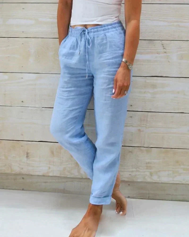 NOÉVA | summer trousers with elastic waist and straight legs 2