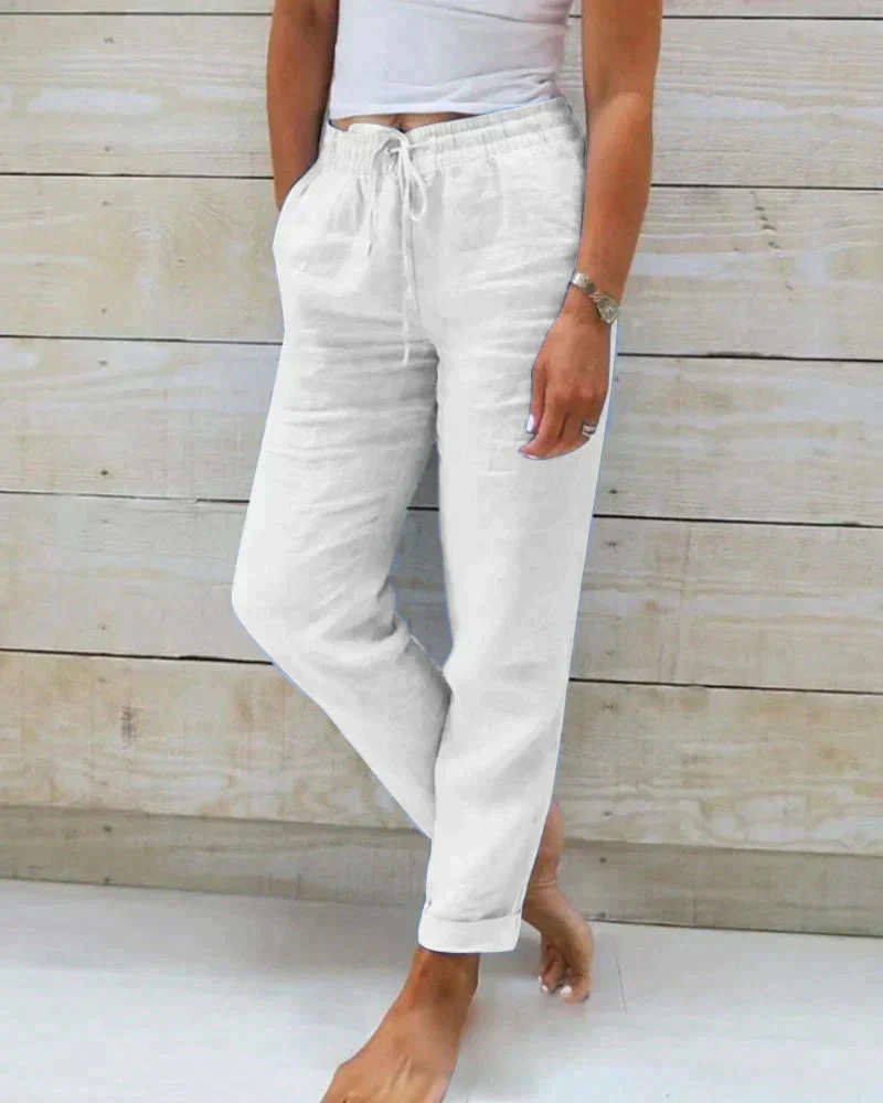 NOÉVA | summer trousers with elastic waist and straight legs 3