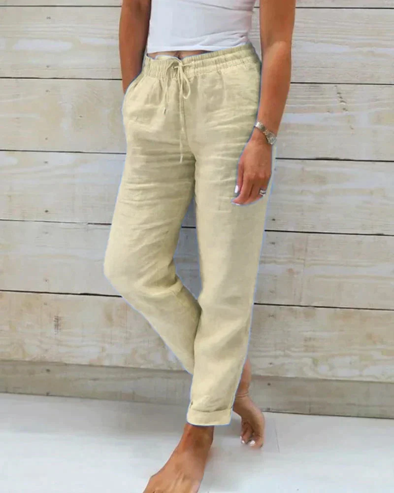 NOÉVA | summer trousers with elastic waist and straight legs 4