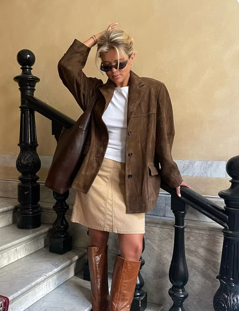 Nina Women's Blazer | Suede, Timeless and Flattering Design 1