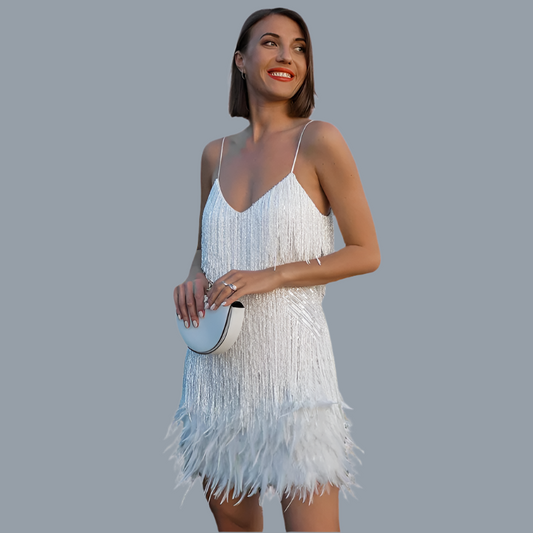 Nivelle | Sequin Dress with Feather Accent for Evening & Party 1