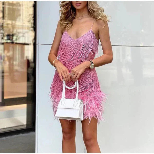 Nivelle | Sequin Dress with Feather Accent for Evening & Party 9