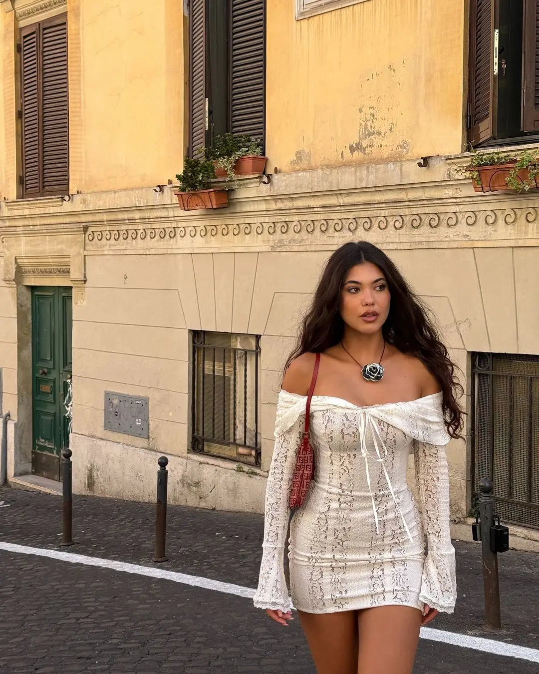 Noémie – Elegant Off-Shoulder Maxi Dress with Lace and Ruffles 7