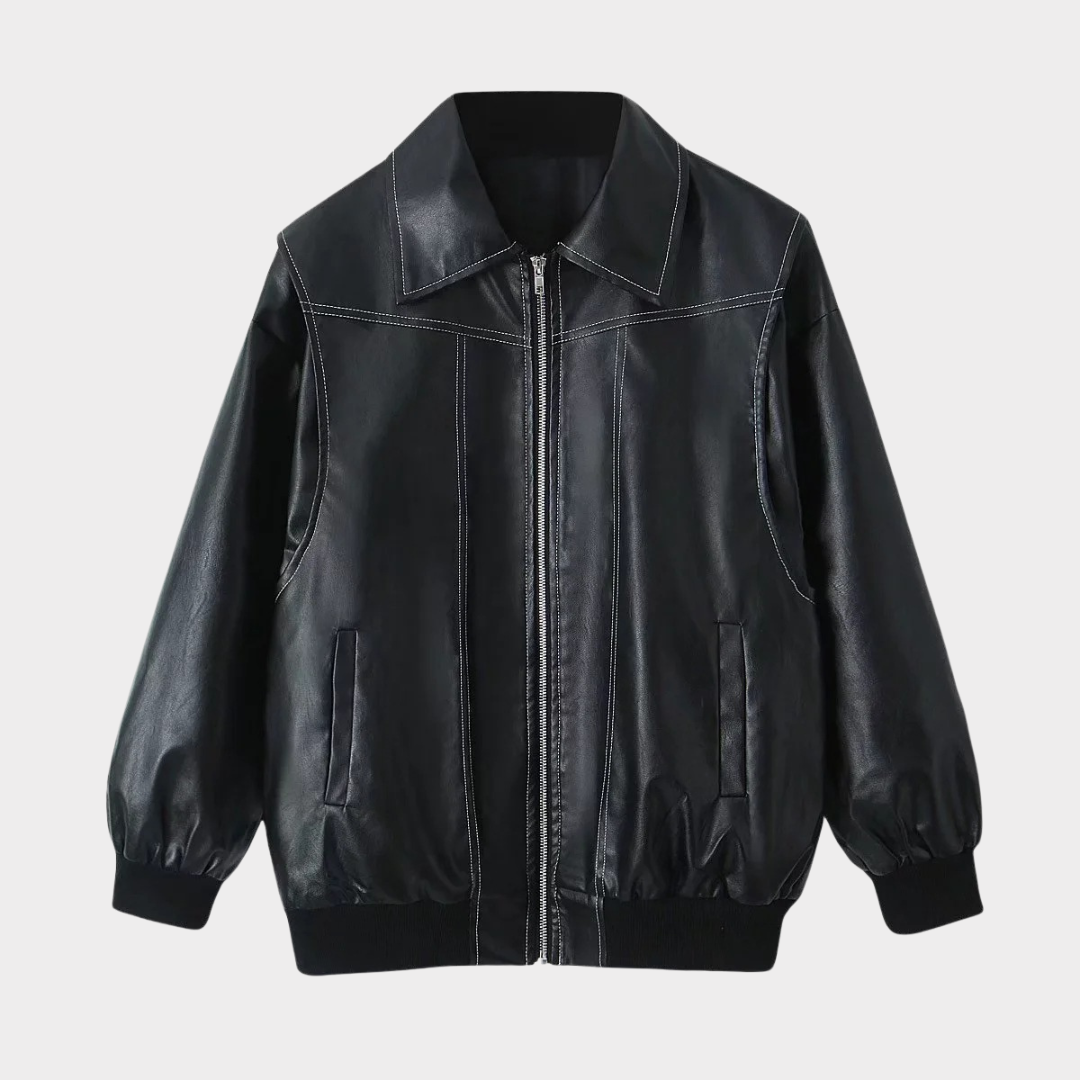 Oversized bomber jacket with contrasting stitching 0