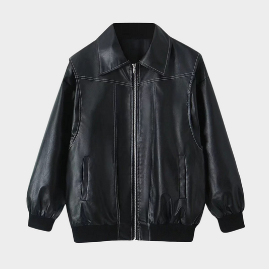 Oversized bomber jacket with contrasting stitching 0
