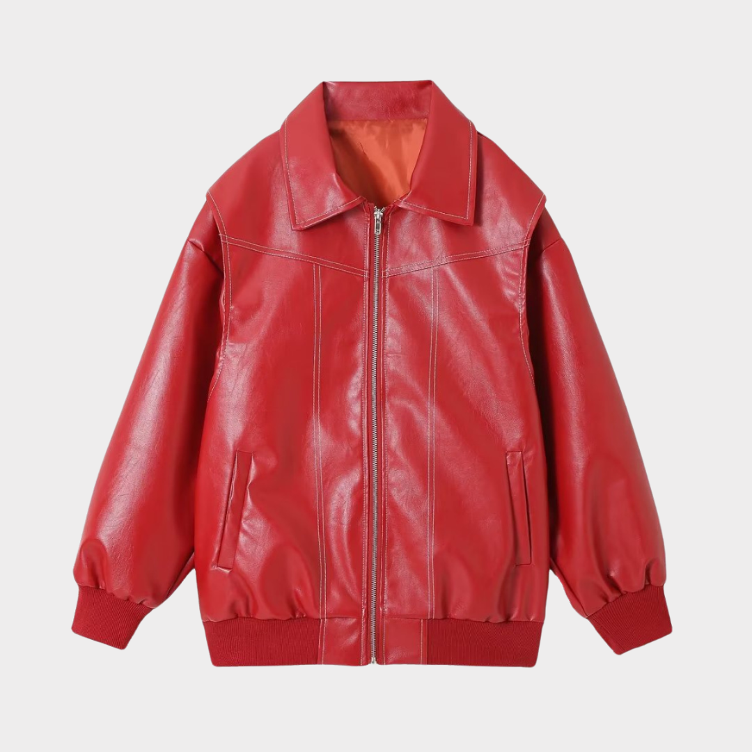 Oversized bomber jacket with contrasting stitching 5
