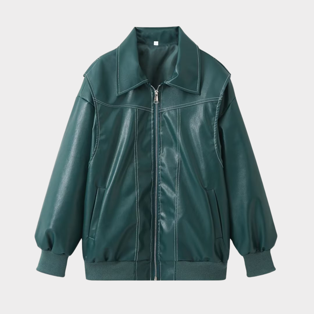 Oversized bomber jacket with contrasting stitching 6