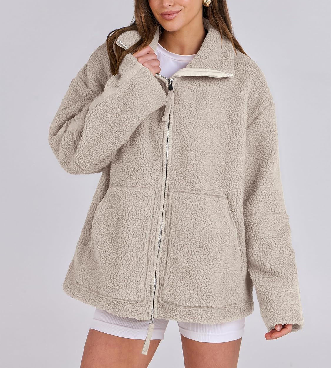 Oversized women's fleece coat | Warm and soft wool blend winter coat 2