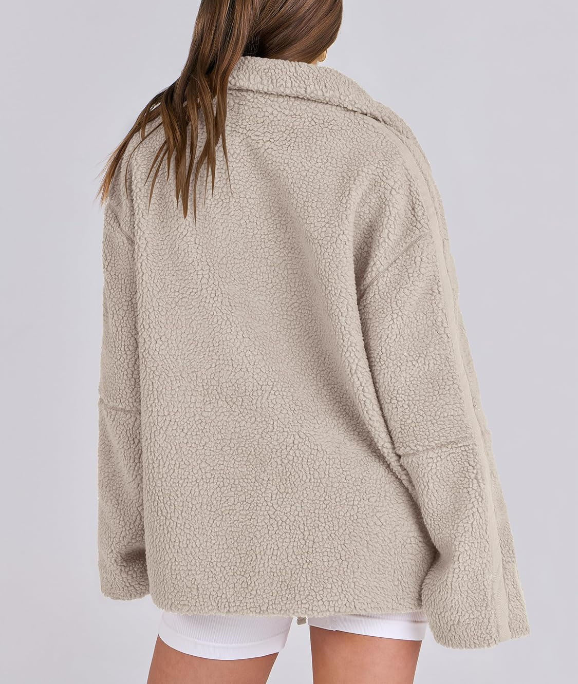 Oversized women's fleece coat | Warm and soft wool blend winter coat 4
