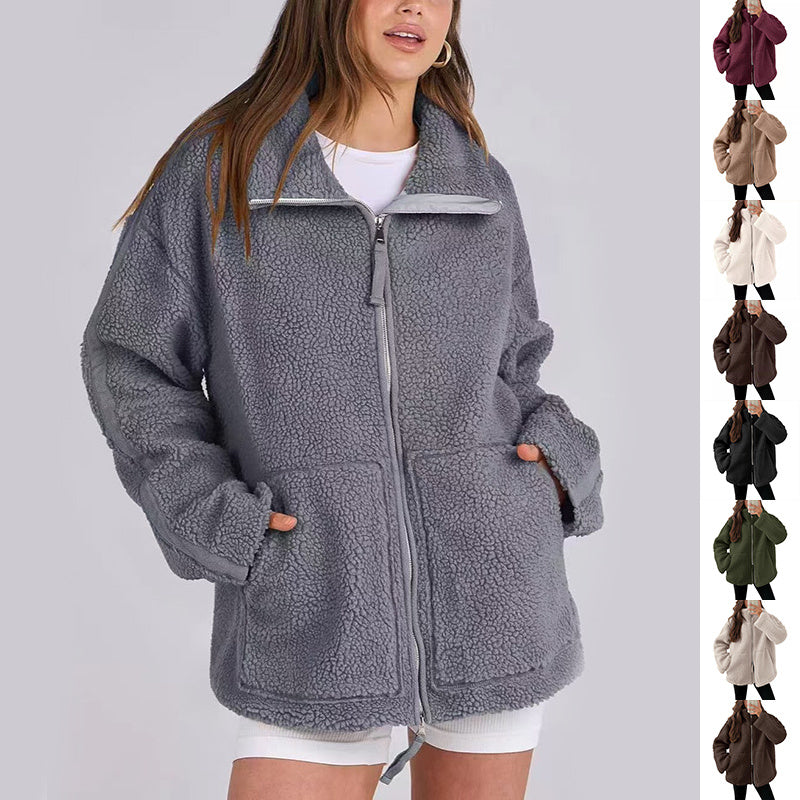 Oversized women's fleece coat | Warm and soft wool blend winter coat 5