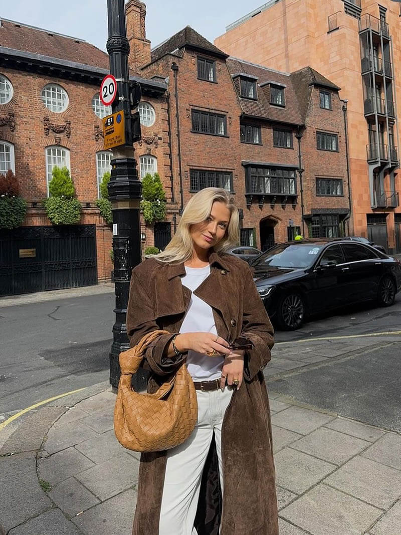 Pia Ladies Trench Coat | Imitation Suede, Oversized Long Trench Coat Women 0