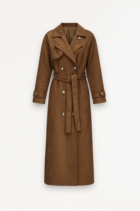 Pia Ladies Trench Coat | Imitation Suede, Oversized Long Trench Coat Women 1