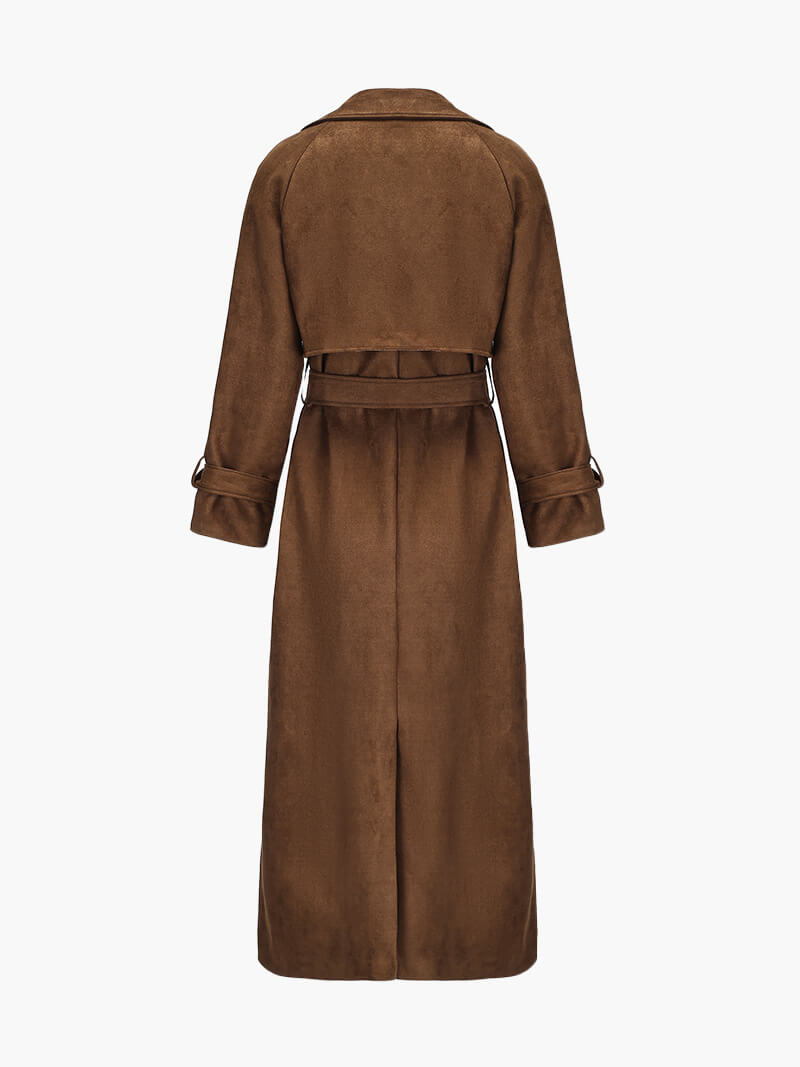 Pia Ladies Trench Coat | Imitation Suede, Oversized Long Trench Coat Women 2