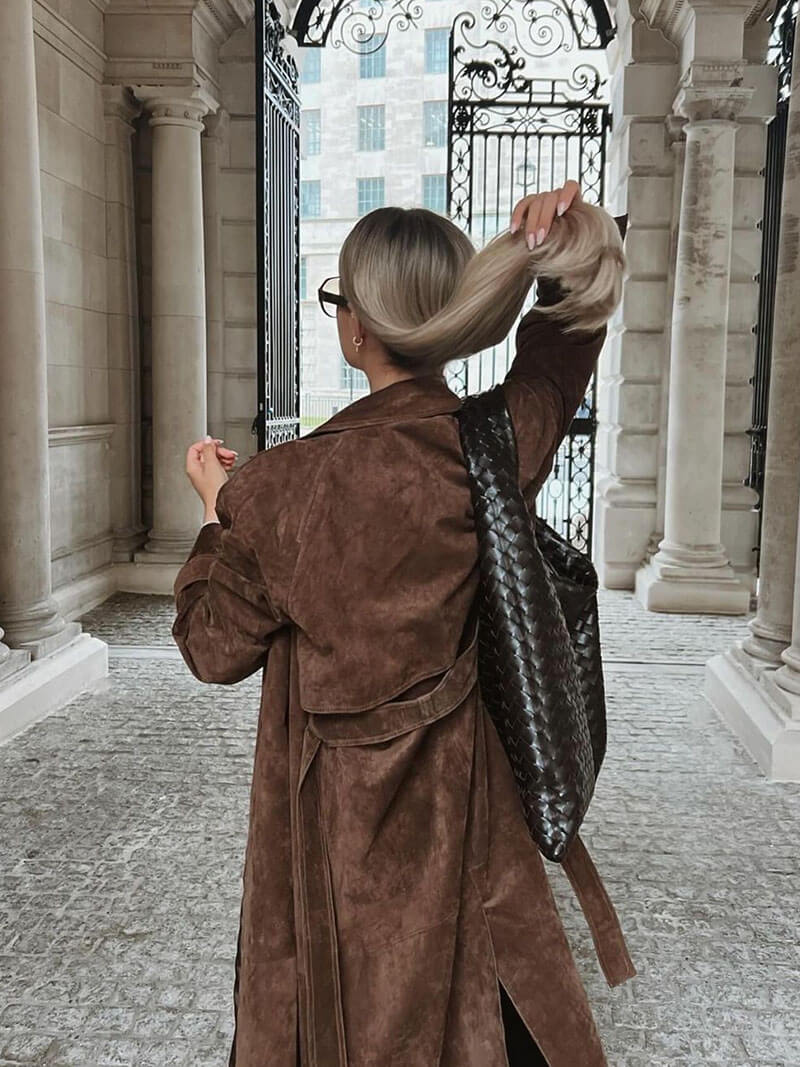Pia Ladies Trench Coat | Imitation Suede, Oversized Long Trench Coat Women 6