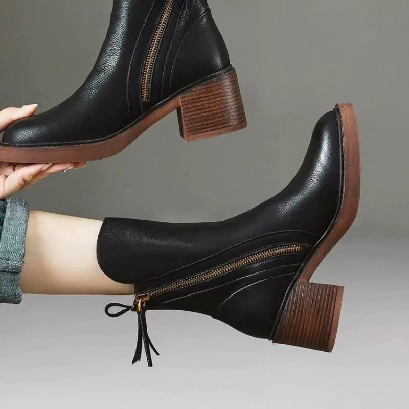 Pia Women's Cowboy Boots | Black Block Heel, Modern Aesthetic 3