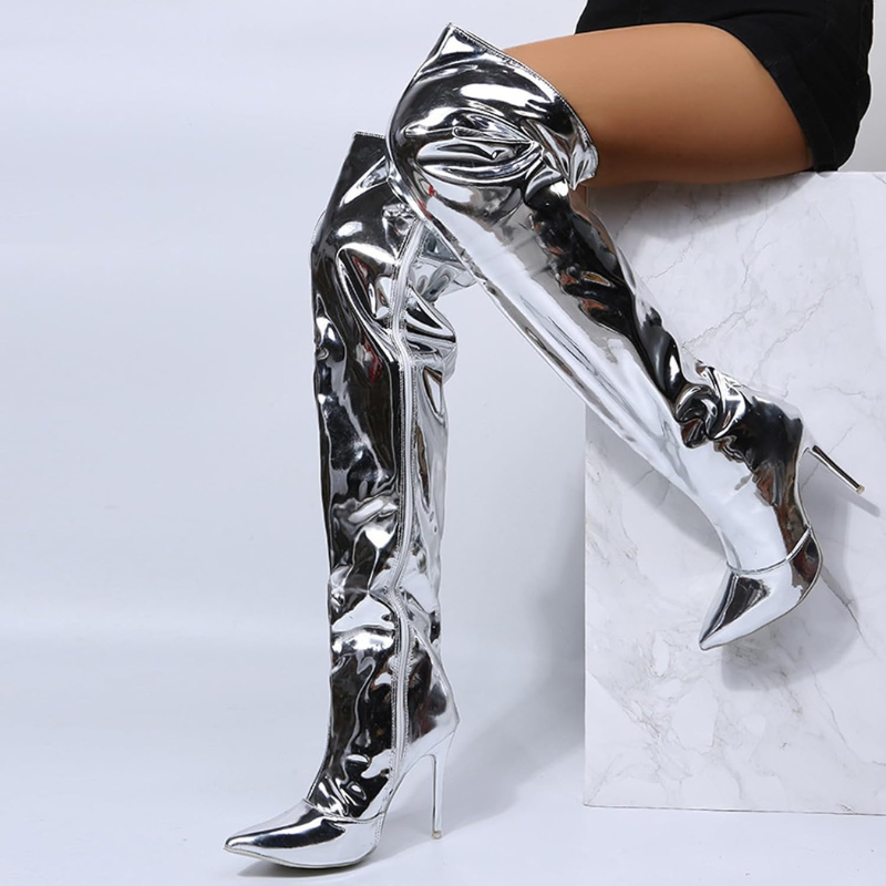 Pina Women's Boots Black | Over-the-knee with High Heel, Punk Flair 0