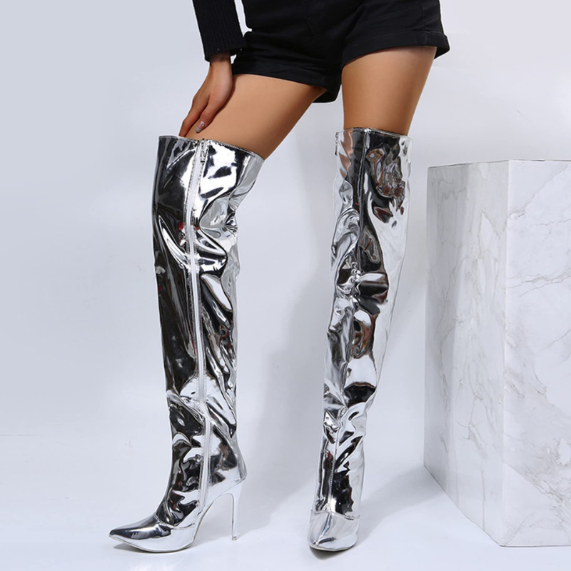Pina Women's Boots Black | Over-the-knee with High Heel, Punk Flair 1