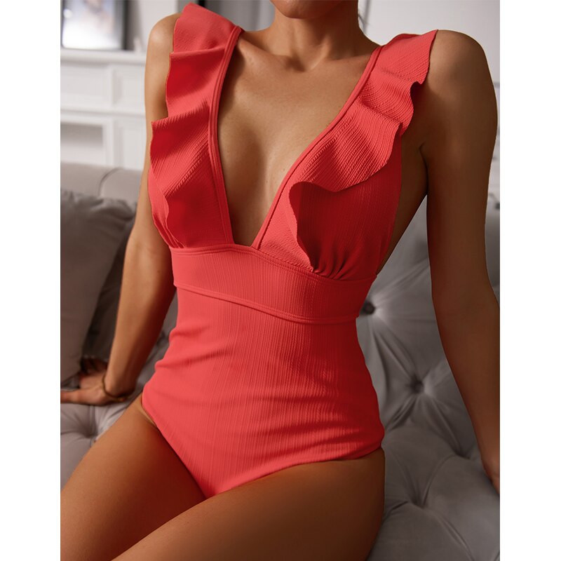 ROXANNE | Boho Bikini with V-Neck, Ruffles & Open Back 0