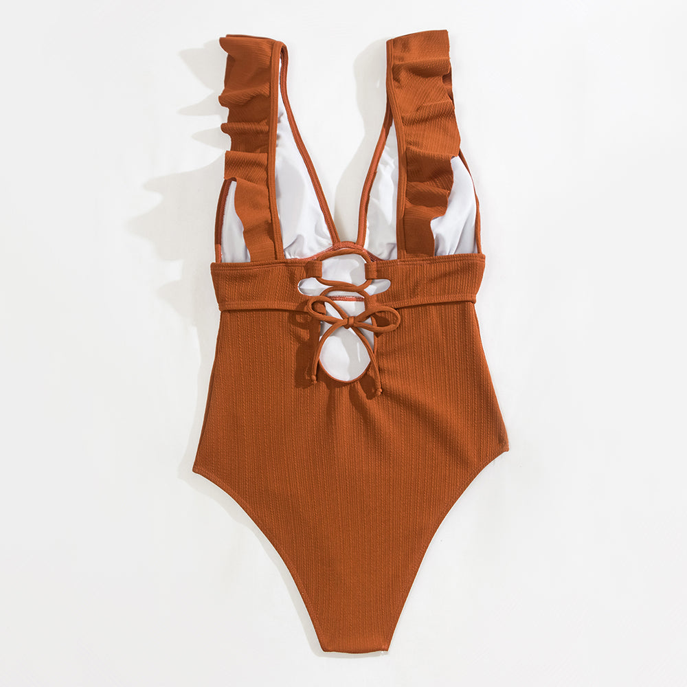 ROXANNE | Boho Bikini with V-Neck, Ruffles & Open Back 4
