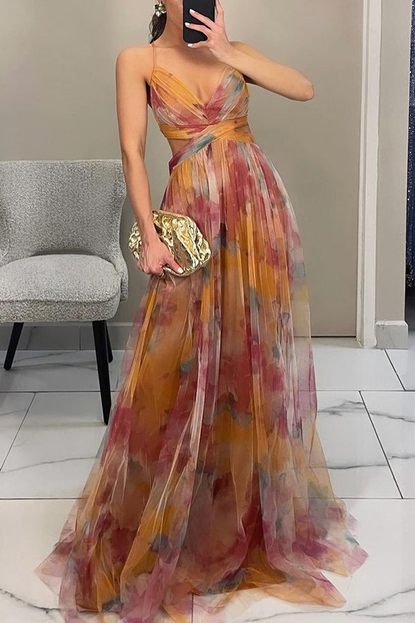 Rosalyn | Maxi Summer Dress with Floral Print and Deep Neckline 0
