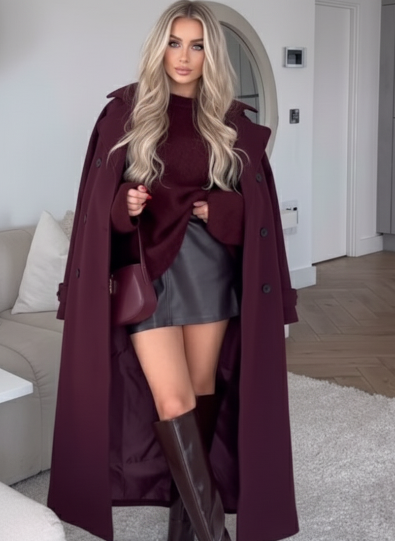 Royal Burgundy Wool Coat 1