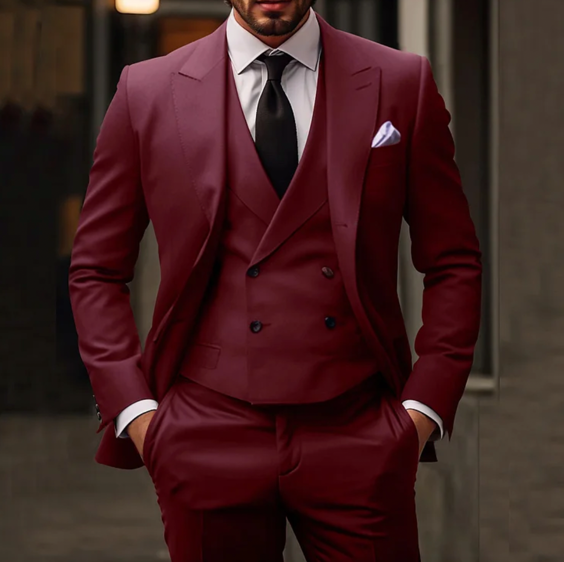 SEBASTIEN | 3-Piece Slim-Fit Men's Suit Blazer Vest Trousers 4