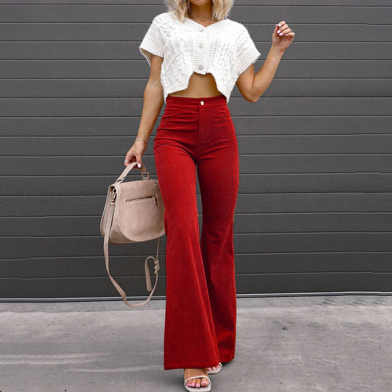 SELENE | Women's flared trousers – High waist and fitted fit 0