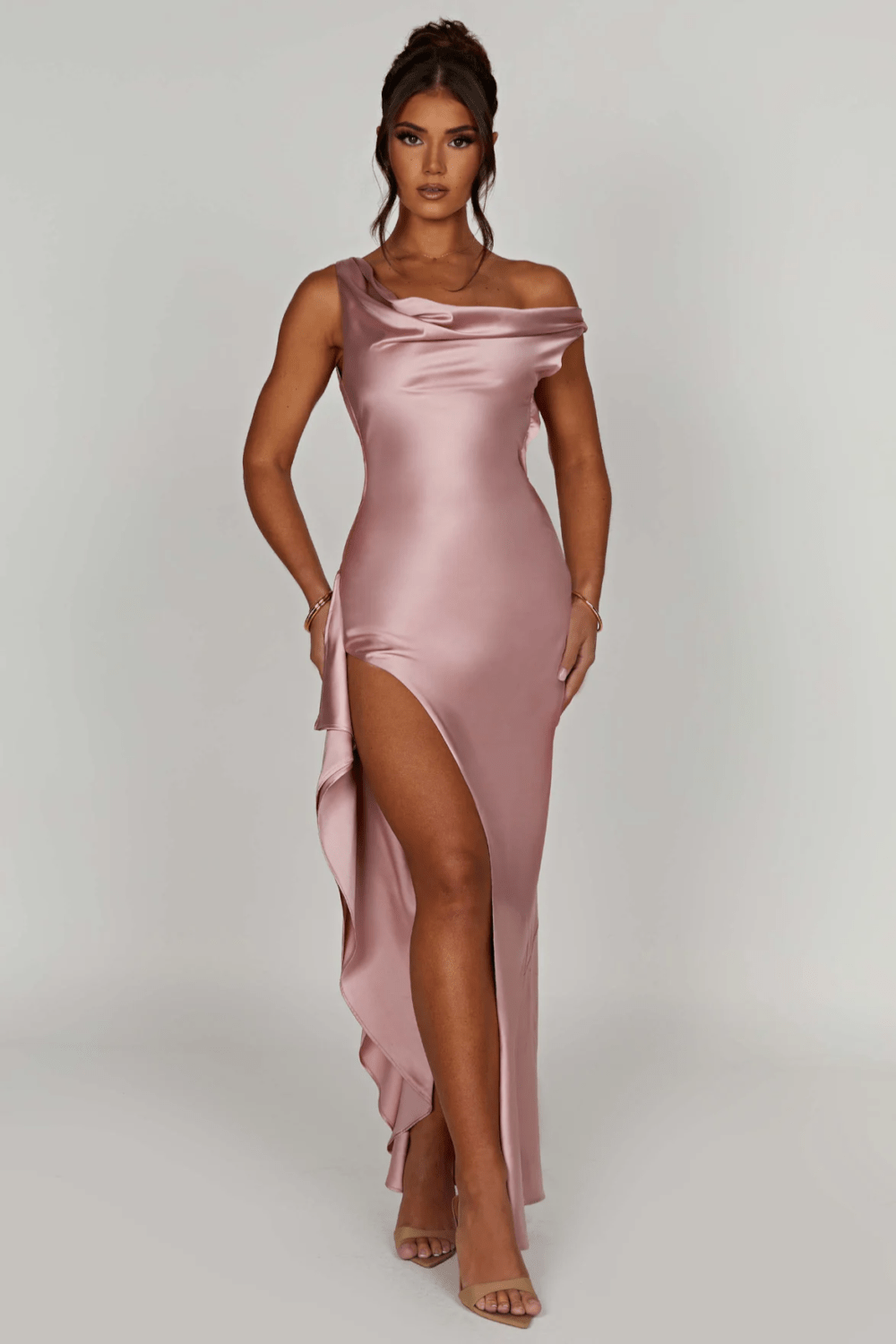 SERAPHINA | Off-shoulder maxi dress in luxury satin 4