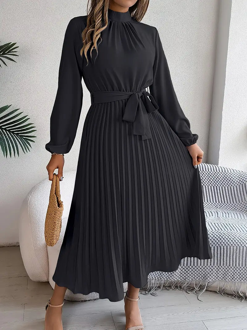 SERENA – Minimalist Midi Dress with Belt 12