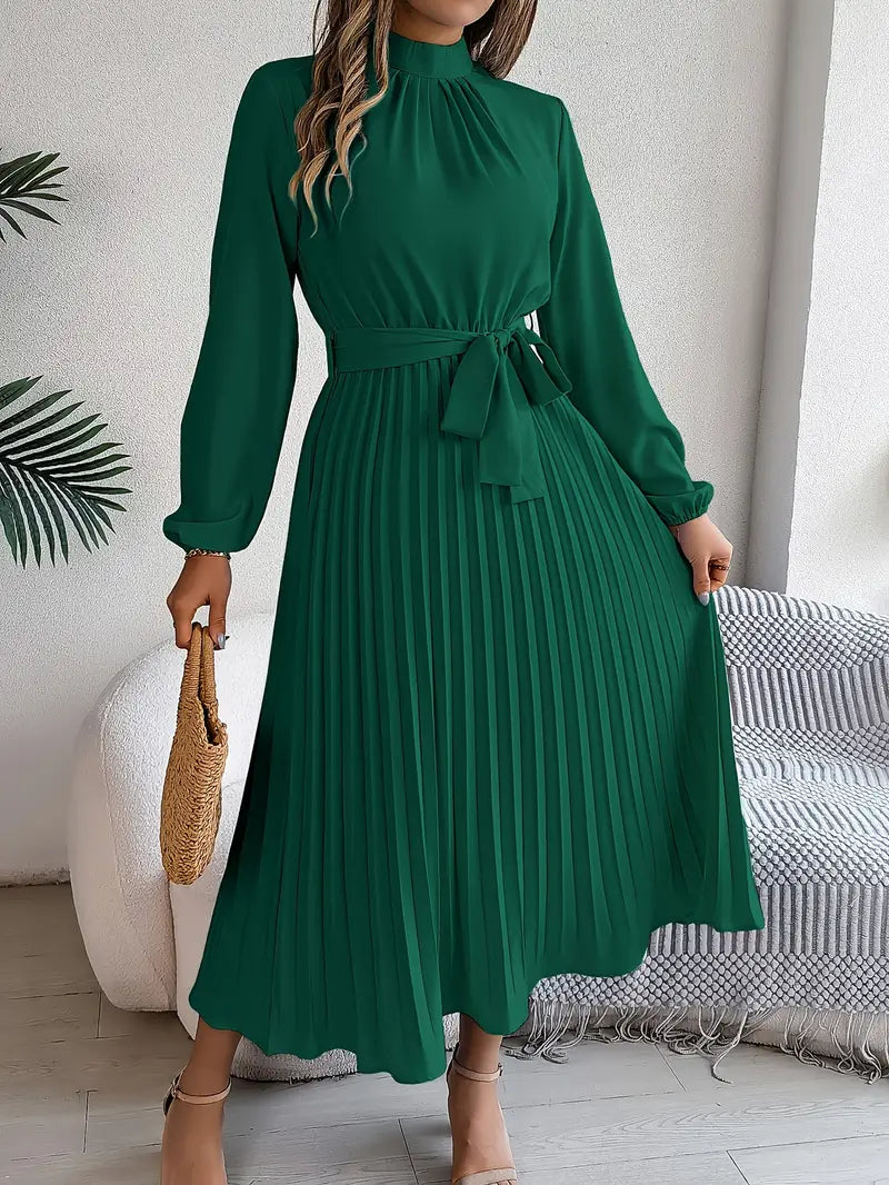 SERENA – Minimalist Midi Dress with Belt 2