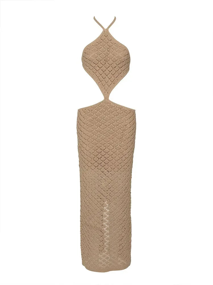 SOLENZA | Sexy backless summer dress with halter neck and cut-out detail 6