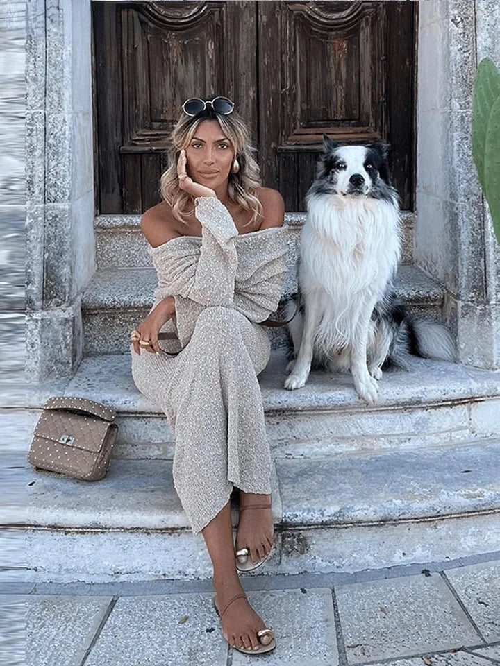 SOLVANA | Crocheted maxi beach dress with off-shoulder neckline 3