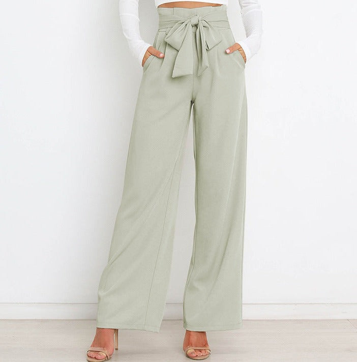 SORELLA | High-Waisted Trousers with Tie Belt and Wide Legs 11