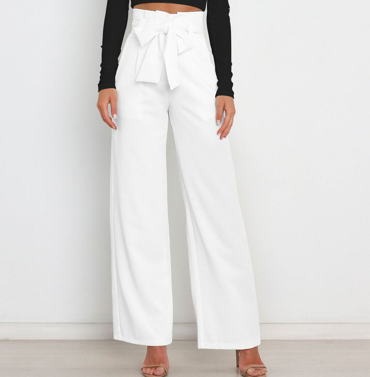 SORELLA | High-Waisted Trousers with Tie Belt and Wide Legs 9