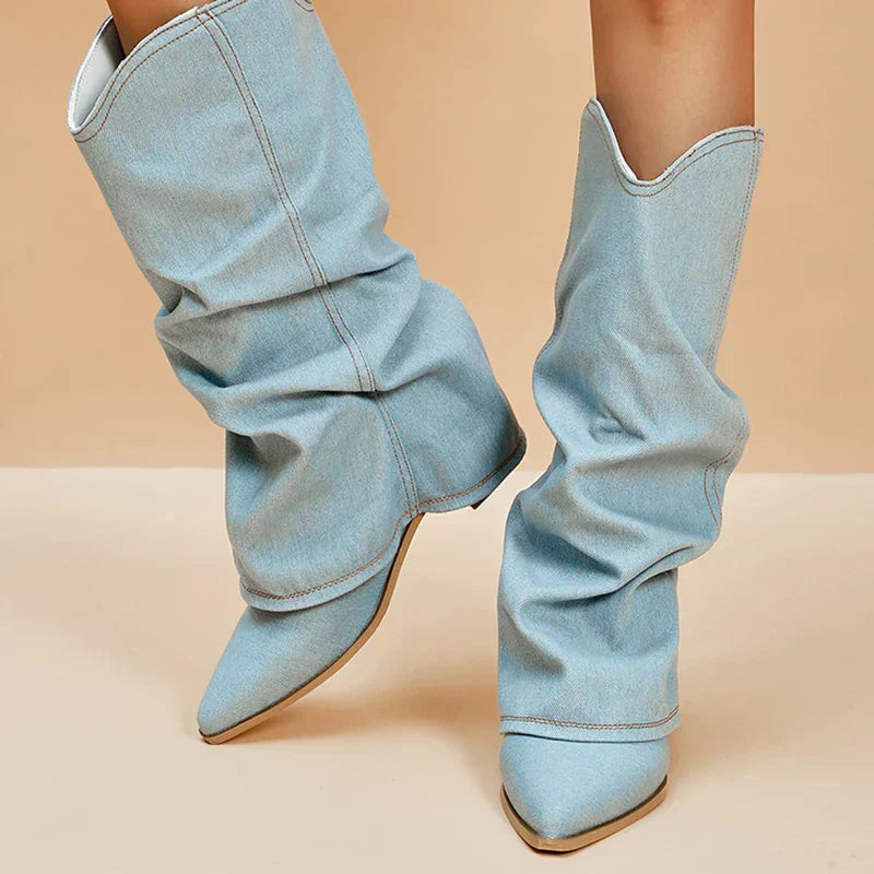 SORELLE | Denim Boots with Statement Flair 3