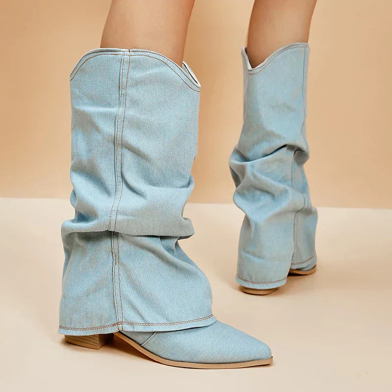 SORELLE | Denim Boots with Statement Flair 5