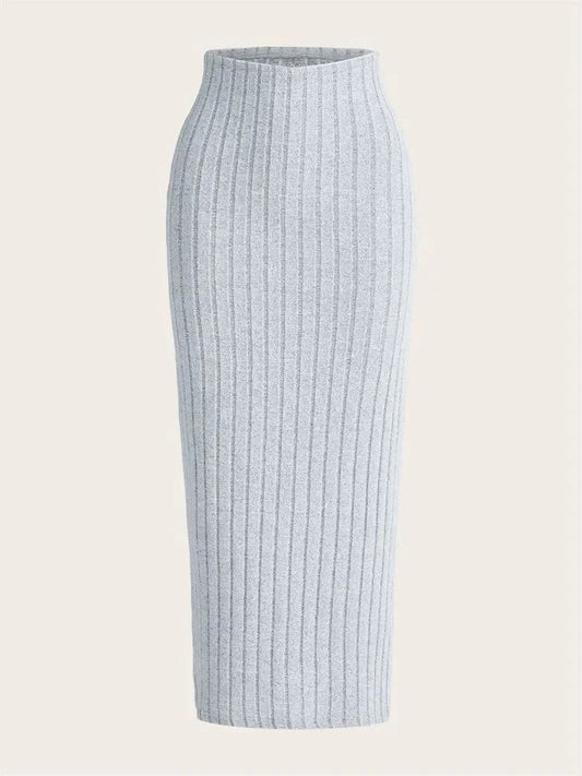SYRENE | High-waisted ribbed knit midi pencil skirt 1